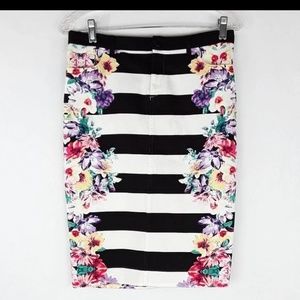 New Bisou Bisou Floral Stripe Skirt